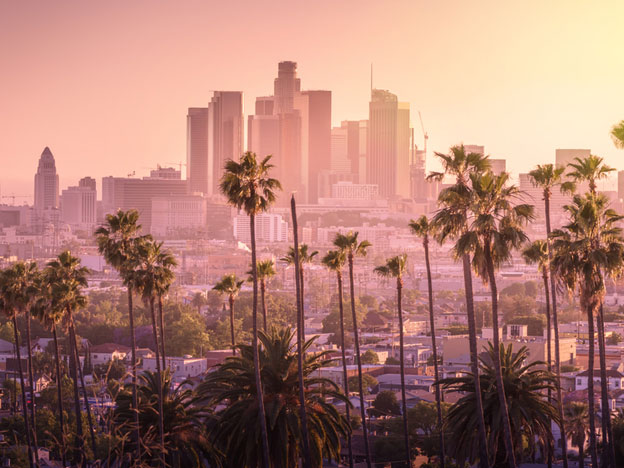 California skyline at sunset